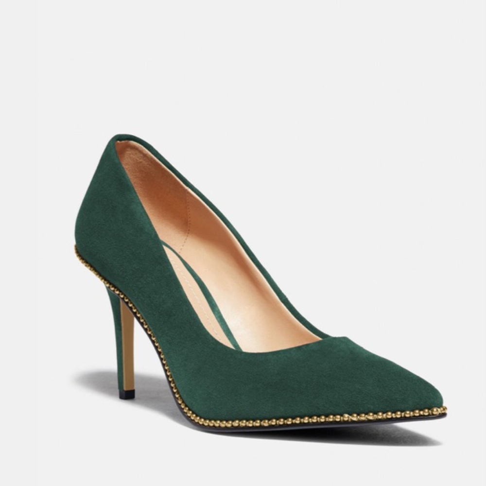 Coach Suede Waverly Pump in Jade - Picture 4 of 11